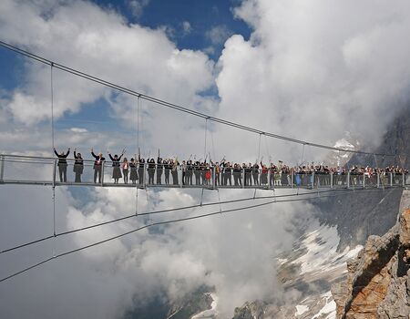 suspension bridge at dachstein glacier in austria